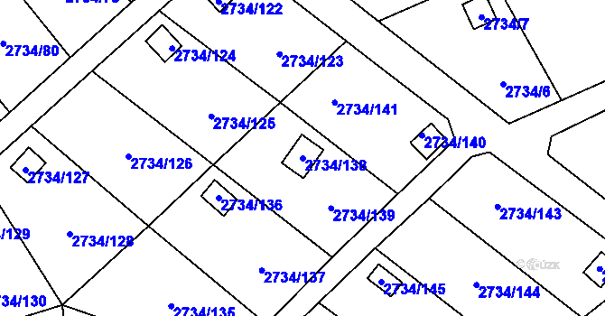 Parcela st. 2734/138 v KÚ Horní Litvínov, Katastrální mapa