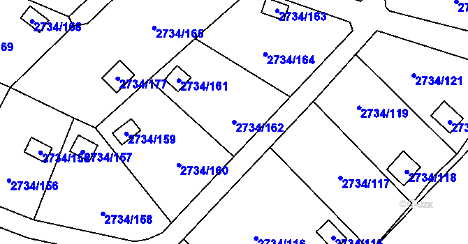 Parcela st. 2734/162 v KÚ Horní Litvínov, Katastrální mapa