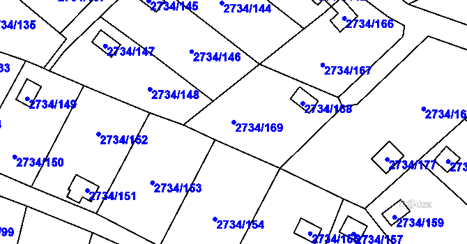 Parcela st. 2734/169 v KÚ Horní Litvínov, Katastrální mapa