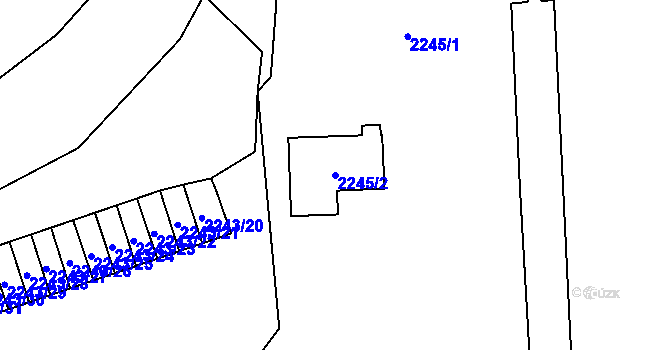 Parcela st. 2245/2 v KÚ Horní Litvínov, Katastrální mapa