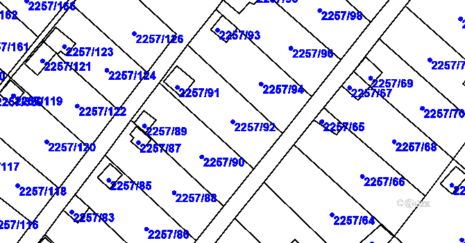 Parcela st. 2257/92 v KÚ Horní Litvínov, Katastrální mapa