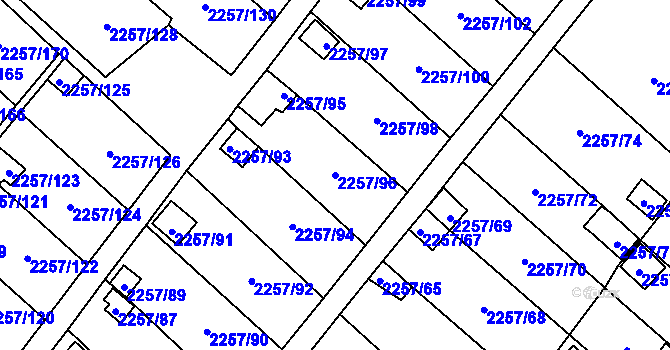 Parcela st. 2257/96 v KÚ Horní Litvínov, Katastrální mapa