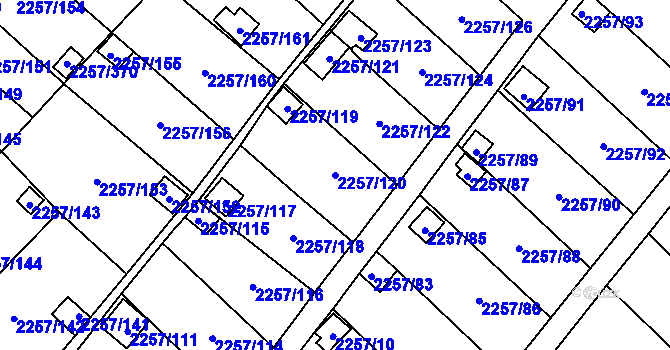 Parcela st. 2257/120 v KÚ Horní Litvínov, Katastrální mapa