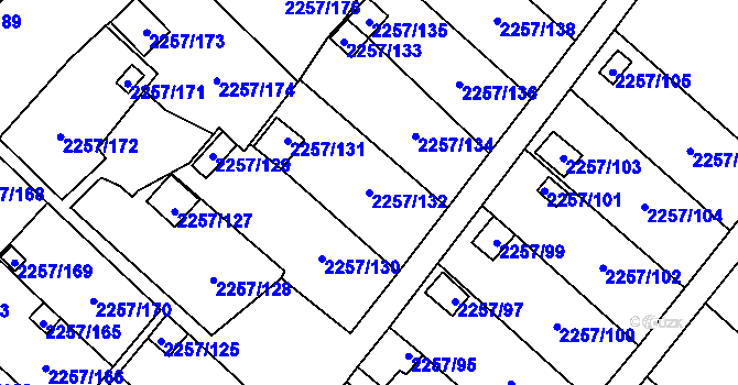 Parcela st. 2257/132 v KÚ Horní Litvínov, Katastrální mapa