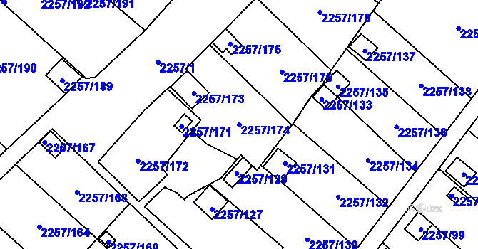 Parcela st. 2257/174 v KÚ Horní Litvínov, Katastrální mapa