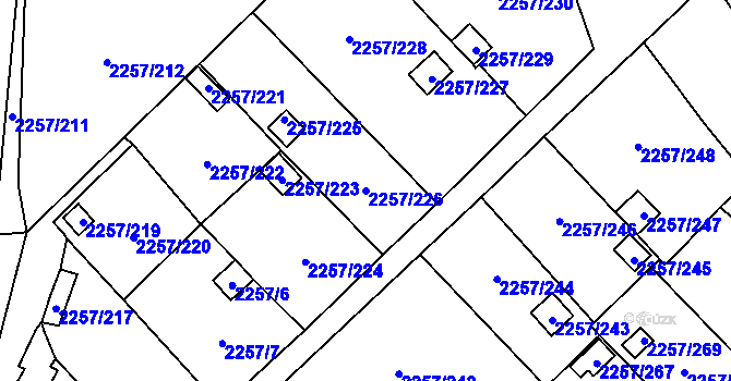 Parcela st. 2257/226 v KÚ Horní Litvínov, Katastrální mapa