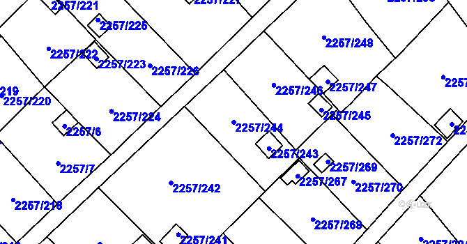 Parcela st. 2257/244 v KÚ Horní Litvínov, Katastrální mapa
