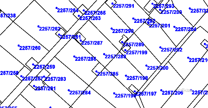 Parcela st. 2257/288 v KÚ Horní Litvínov, Katastrální mapa