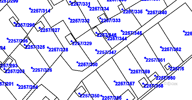Parcela st. 2257/347 v KÚ Horní Litvínov, Katastrální mapa
