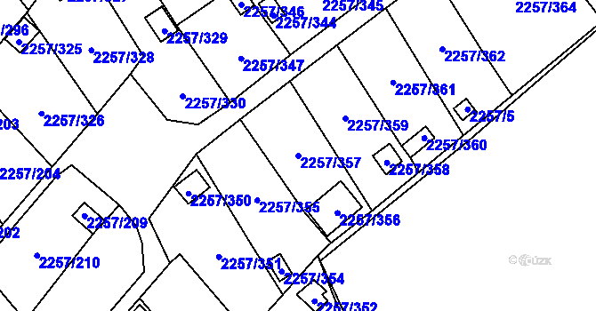 Parcela st. 2257/357 v KÚ Horní Litvínov, Katastrální mapa
