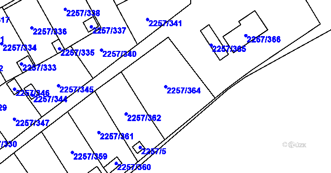 Parcela st. 2257/364 v KÚ Horní Litvínov, Katastrální mapa