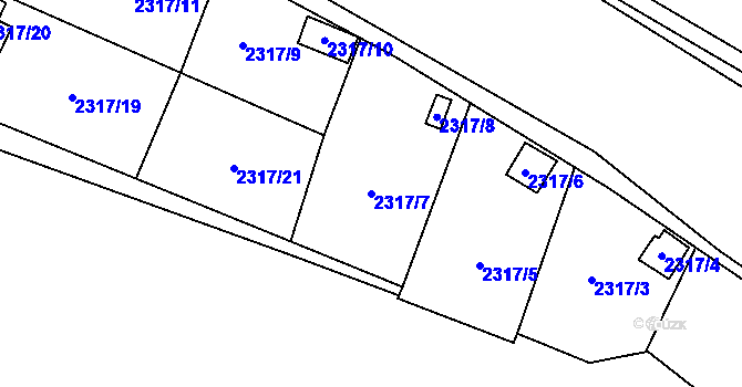 Parcela st. 2317/7 v KÚ Horní Litvínov, Katastrální mapa