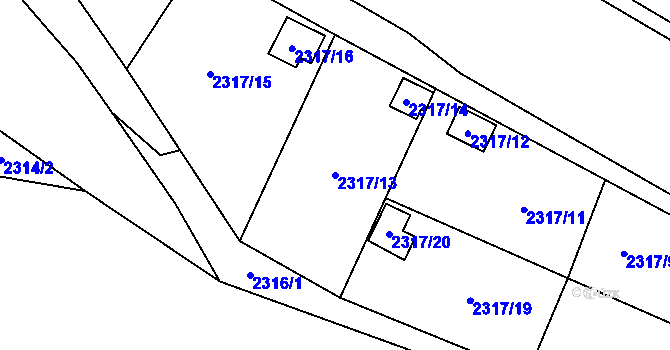 Parcela st. 2317/13 v KÚ Horní Litvínov, Katastrální mapa
