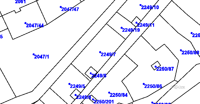 Parcela st. 2249/7 v KÚ Horní Litvínov, Katastrální mapa