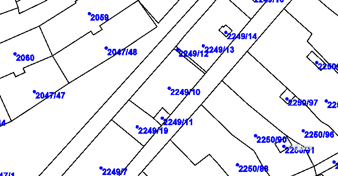 Parcela st. 2249/10 v KÚ Horní Litvínov, Katastrální mapa