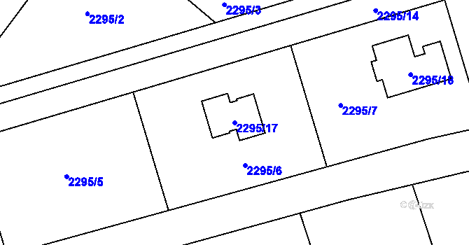 Parcela st. 2295/17 v KÚ Horní Litvínov, Katastrální mapa