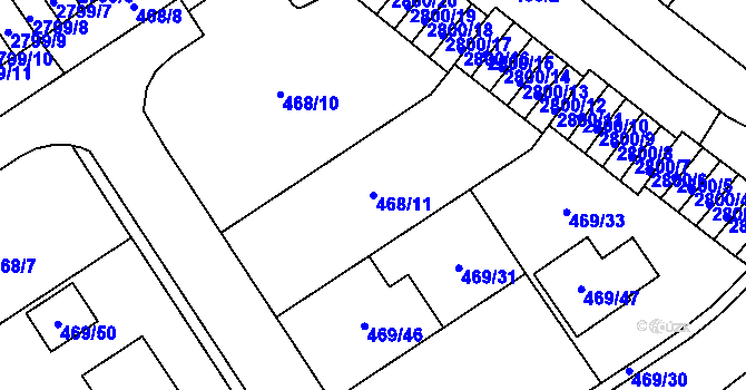 Parcela st. 468/11 v KÚ Horní Litvínov, Katastrální mapa