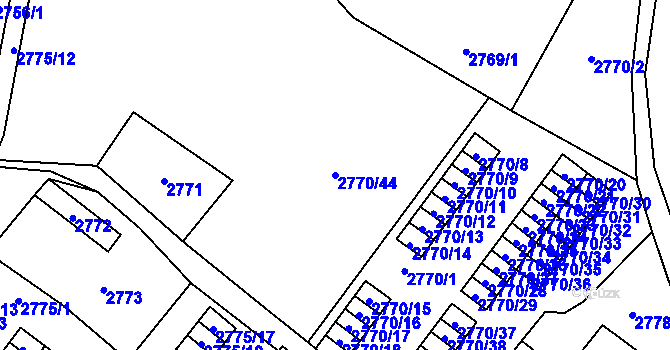 Parcela st. 2770/44 v KÚ Horní Litvínov, Katastrální mapa