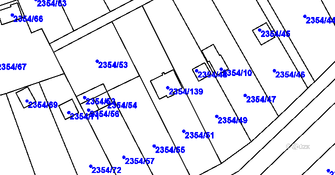 Parcela st. 2354/139 v KÚ Horní Litvínov, Katastrální mapa