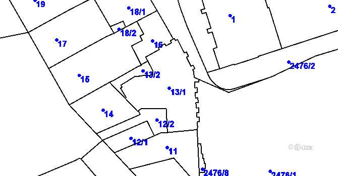 Parcela st. 13/1 v KÚ Horní Litvínov, Katastrální mapa