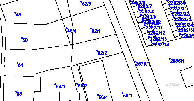 Parcela st. 52/2 v KÚ Horní Litvínov, Katastrální mapa