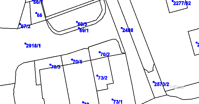 Parcela st. 70/2 v KÚ Horní Litvínov, Katastrální mapa