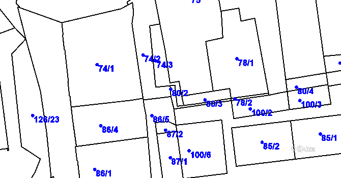 Parcela st. 80/2 v KÚ Horní Litvínov, Katastrální mapa