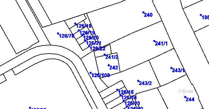 Parcela st. 241/2 v KÚ Horní Litvínov, Katastrální mapa