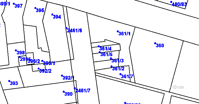 Parcela st. 361/5 v KÚ Horní Litvínov, Katastrální mapa