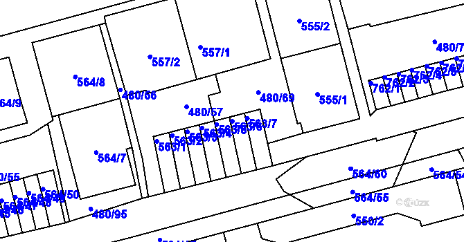 Parcela st. 563/6 v KÚ Horní Litvínov, Katastrální mapa