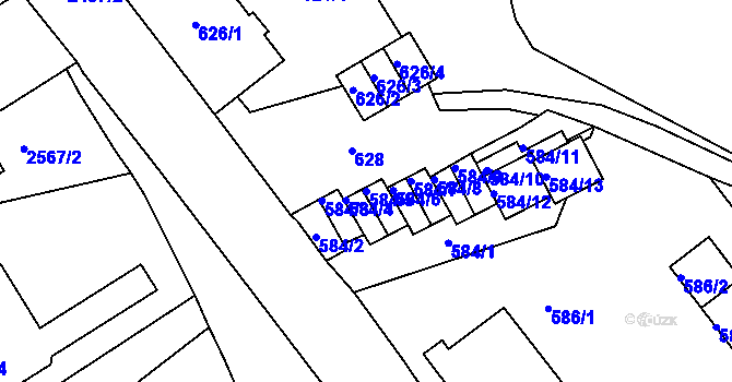 Parcela st. 584/5 v KÚ Horní Litvínov, Katastrální mapa