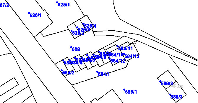 Parcela st. 584/9 v KÚ Horní Litvínov, Katastrální mapa