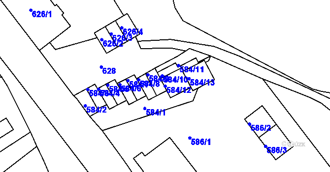 Parcela st. 584/12 v KÚ Horní Litvínov, Katastrální mapa