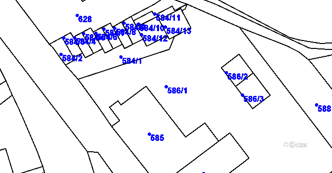 Parcela st. 586/1 v KÚ Horní Litvínov, Katastrální mapa