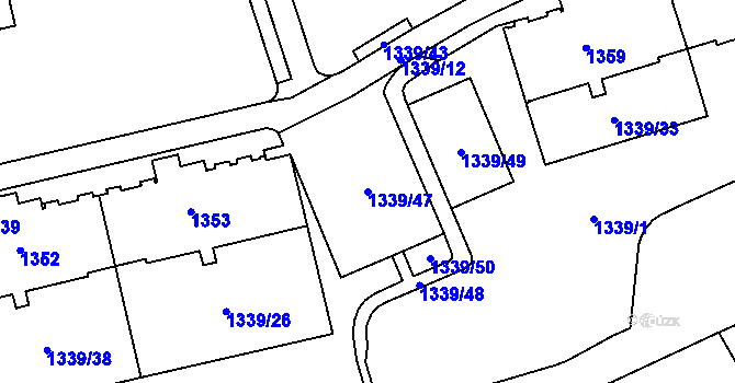 Parcela st. 1339/47 v KÚ Horní Litvínov, Katastrální mapa