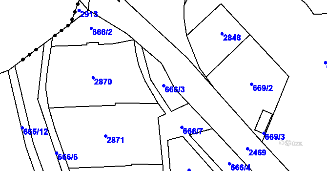Parcela st. 666/3 v KÚ Horní Litvínov, Katastrální mapa