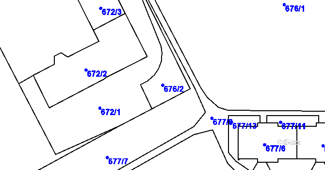 Parcela st. 676/2 v KÚ Horní Litvínov, Katastrální mapa