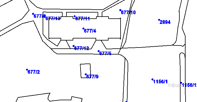 Parcela st. 677/5 v KÚ Horní Litvínov, Katastrální mapa
