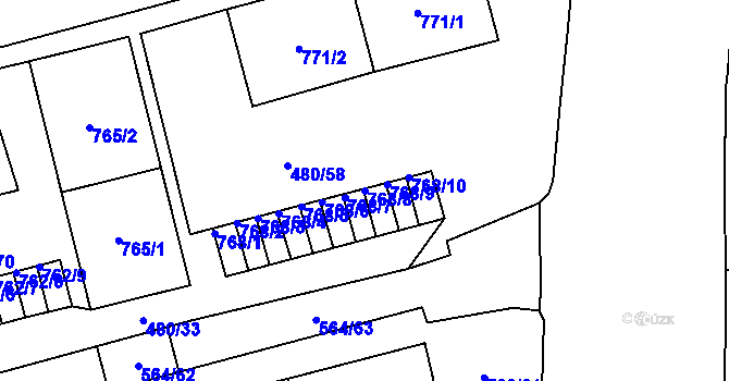 Parcela st. 768/8 v KÚ Horní Litvínov, Katastrální mapa
