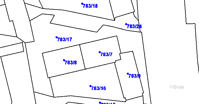 Parcela st. 783/7 v KÚ Horní Litvínov, Katastrální mapa