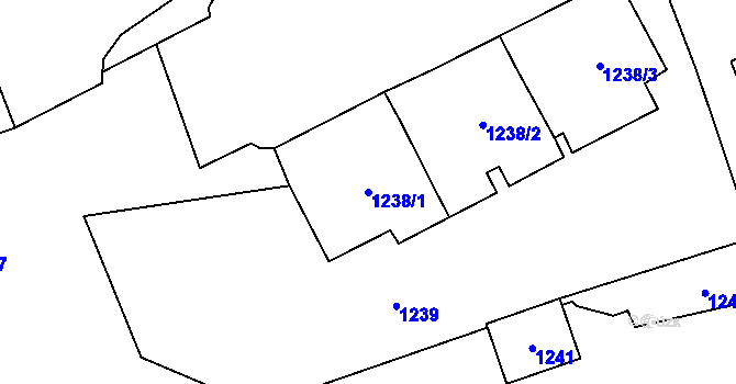Parcela st. 1238/1 v KÚ Horní Litvínov, Katastrální mapa