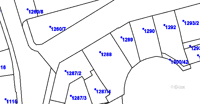 Parcela st. 1288 v KÚ Horní Litvínov, Katastrální mapa