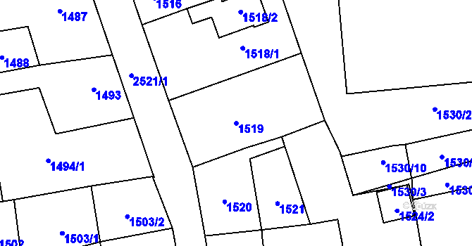 Parcela st. 1519 v KÚ Horní Litvínov, Katastrální mapa