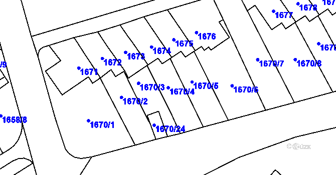 Parcela st. 1670/4 v KÚ Horní Litvínov, Katastrální mapa