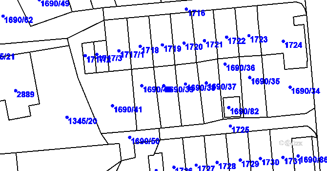 Parcela st. 1690/39 v KÚ Horní Litvínov, Katastrální mapa