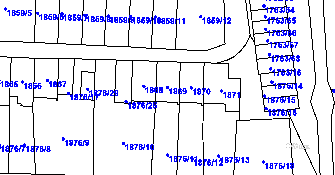 Parcela st. 1869 v KÚ Horní Litvínov, Katastrální mapa