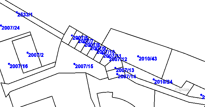 Parcela st. 2007/11 v KÚ Horní Litvínov, Katastrální mapa