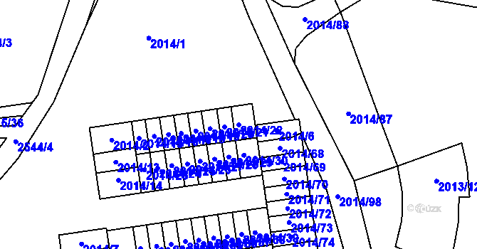 Parcela st. 2014/22 v KÚ Horní Litvínov, Katastrální mapa