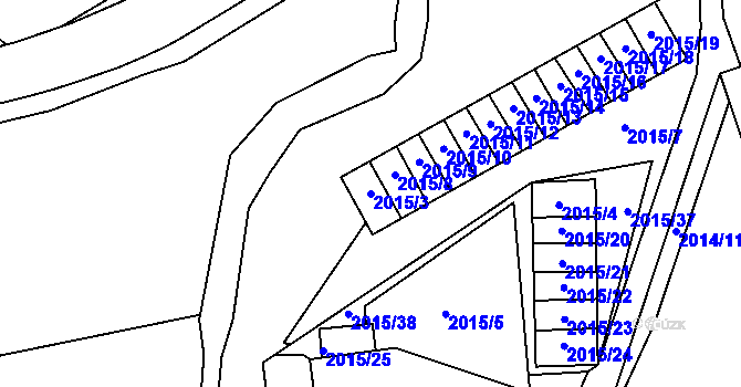 Parcela st. 2015/3 v KÚ Horní Litvínov, Katastrální mapa