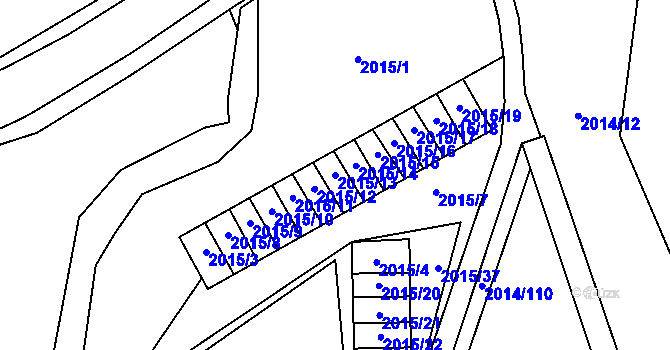 Parcela st. 2015/13 v KÚ Horní Litvínov, Katastrální mapa
